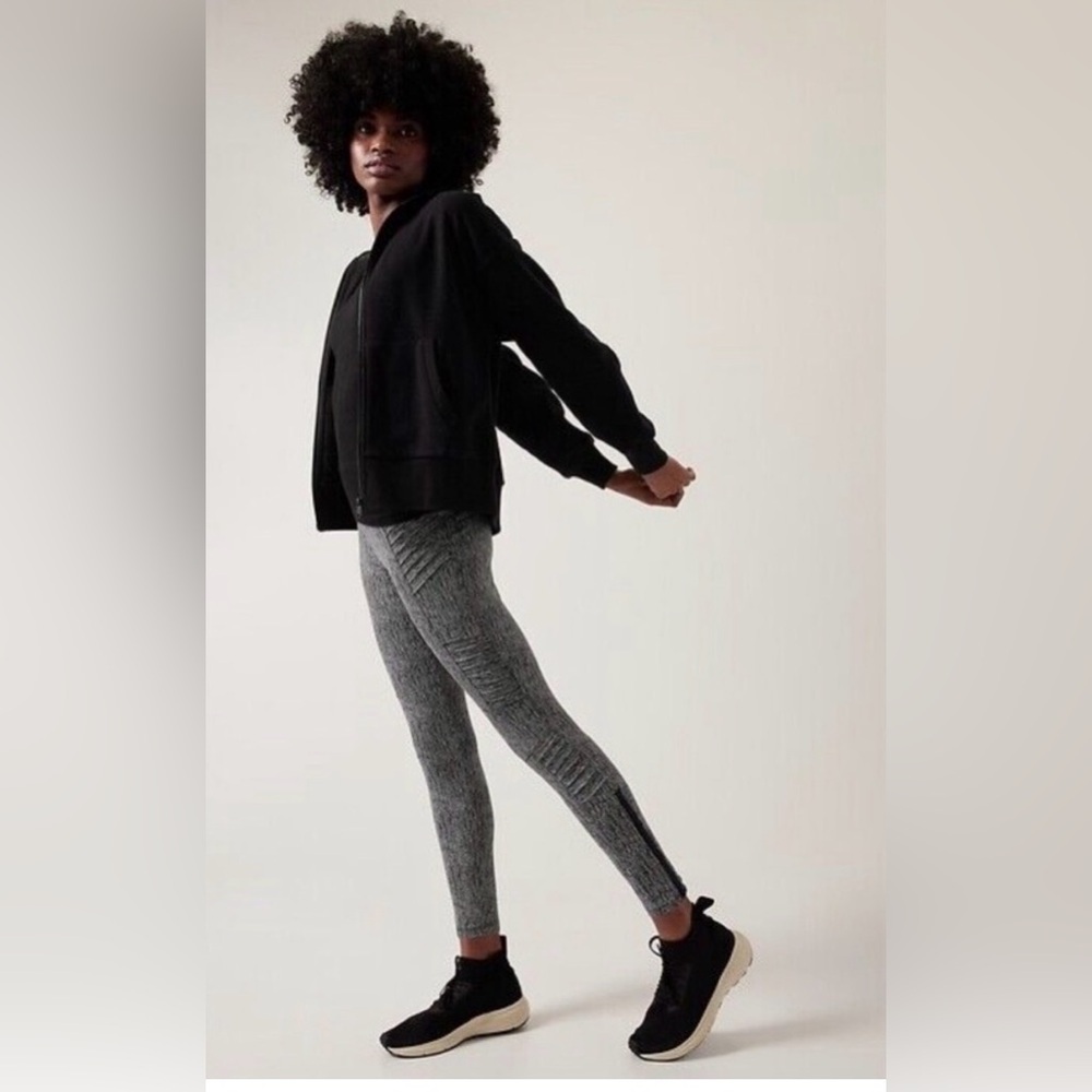 Athleta Delancey Textured Black Moto Tights Womens Small Athleisure